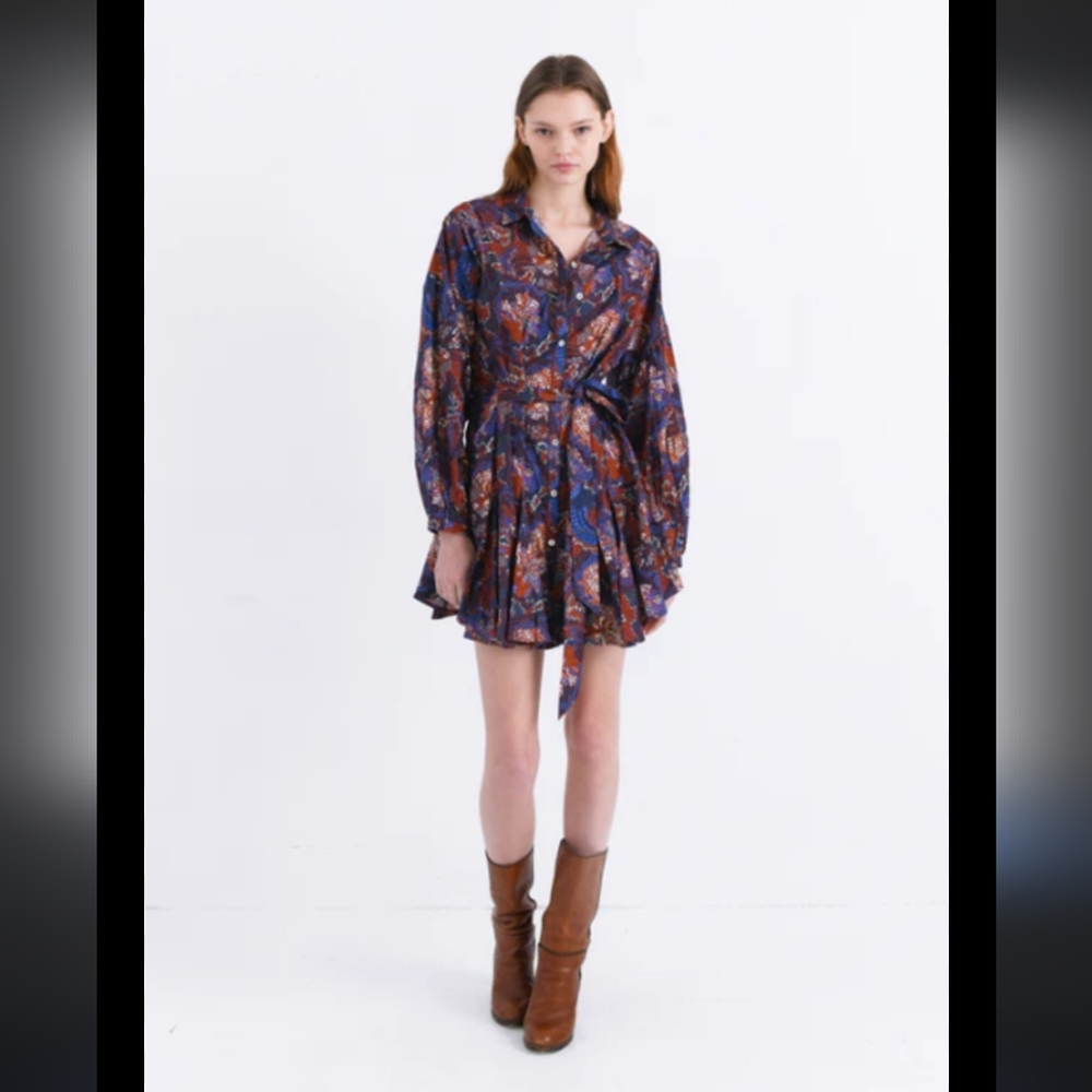 Chuffed balloon sleeve printed dress